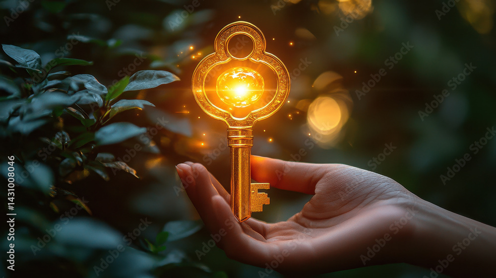 Aufkleber stylized hand holding crystalline quantum key with visual effects symbolizing data protection and se