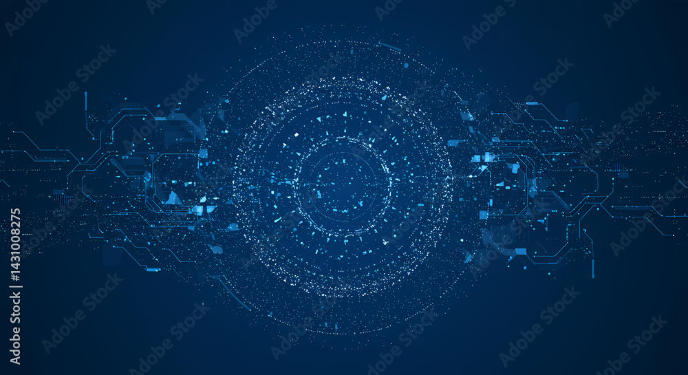 Poster abstract digital technology background futuristic circular network design