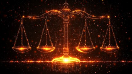 Justice Scales, Digital Glow, Abstract Art