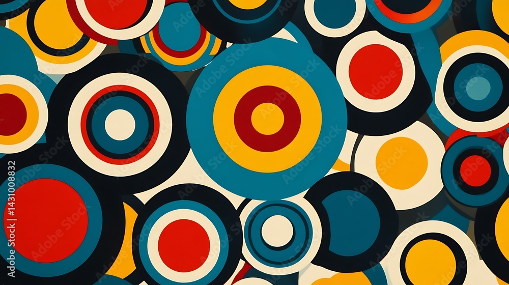 Poster abstract colorful concentric circles design pattern