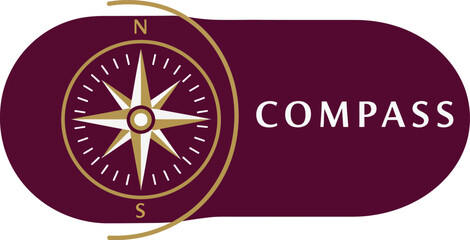 Compass logo design with gold and burgundy colors for navigation and direction branding 