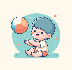 vector image of a child playing ball