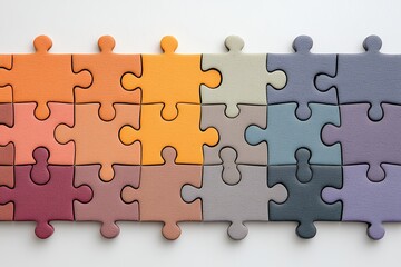 Obraz premium Pastel Colored Puzzle Pieces on White Background