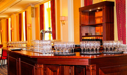 Elegant Bar Setup with Sparkling Glasses