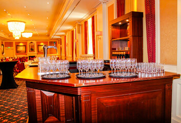 Elegant Bar Setup with Sparkling Glasses