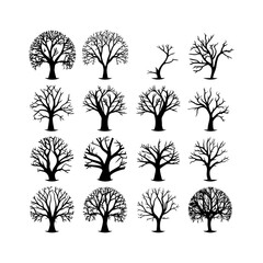 Obraz premium Full Moon Tree Silhouette Clipart on White Background