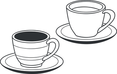 Obraz premium Minimalist Line Drawing of Cups Vector Design