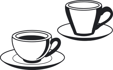 Minimalist Line Drawing of Cups Vector Design