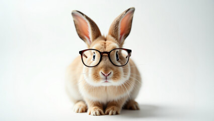 Intellectual rabbit poses with spectacles