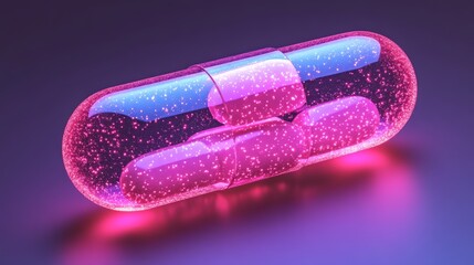 Medicine Capsule, Pink,  Digital Rendering