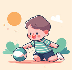 vector image of a child playing ball