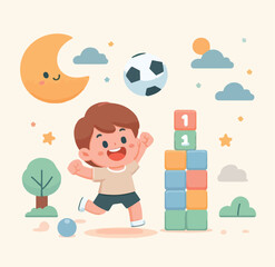 vector image of a child playing ball