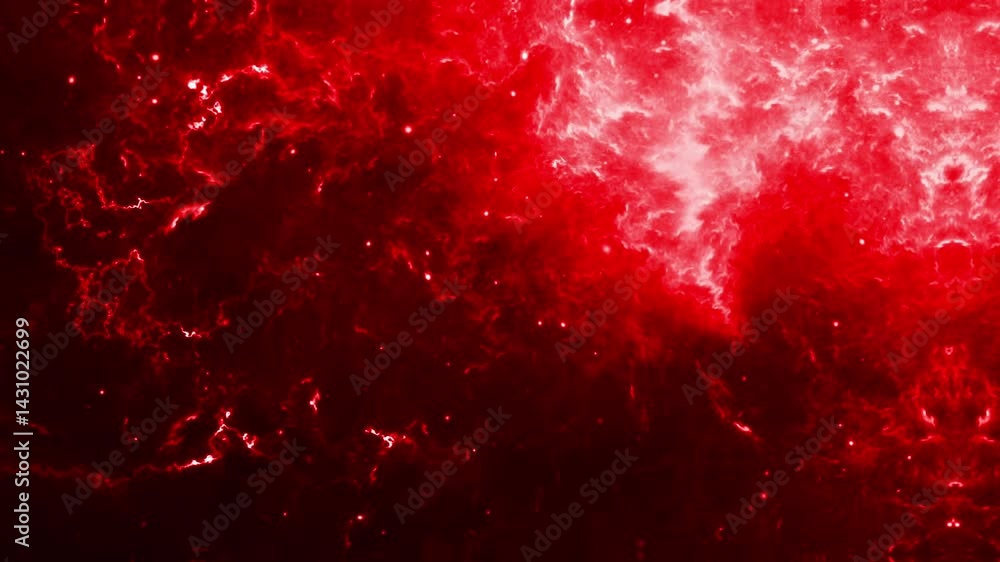 Wall mural red nebula and stars animation. deep space clouds background for sci-fi, alien, extraterrestrial pro
