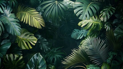 Lush Tropical Leaves: A Dark, Moody Botanical Illustration