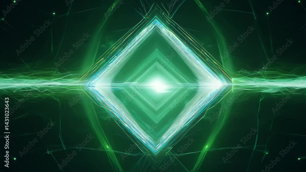 Poster dynamic cybernetic visualization with motion green background and angular gradient mesh on a dark ca