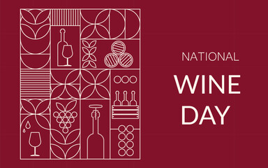 National Wine Day. Template for background, banner, card, poster with text inscription.