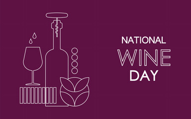 National Wine Day,  May 25. Can be used for banner, greeting card, poster with text inscription. Minimalist, mosaic design.