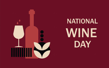 National Wine Day. Minimalist trendy Wine Day Poster, May 25. Can be used for banner, greeting card, poster with text inscription.