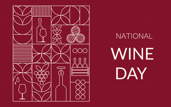 National Wine Day. Template for background, banner, card, poster with text inscription.