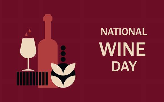 National Wine Day. Minimalist trendy Wine Day Poster, May 25. Can be used for banner, greeting card, poster with text inscription.