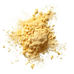 Yellow maca organic powder scattered isolated on white, top view --v 7.0