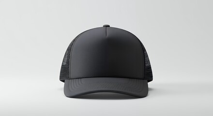 Blank black trucker hat mockup