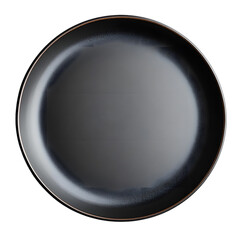 Empty Black Plate Top View. Dark Tableware and Kitchenware High Quality Isolated Photo
