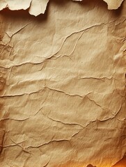 Aged parchment paper with torn edges and textured surface in shades of brown.