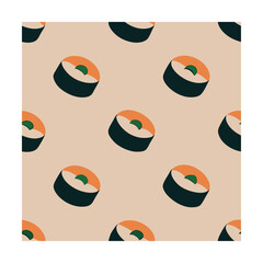 simple sushi rolls pattern on beige Fashion, Textiles, Home Decor, packaging Design, Graphic Web Design, Stationery Prints, Art Craft, Interior Design, Accessories  Lifestyle Products