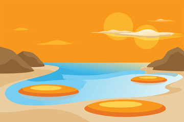 a-beach-with-tidal-rocks-and-small-pools--glowing- 