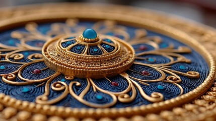 Naklejka premium Ornate, golden, detailed circular design