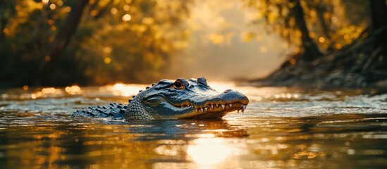 Obraz premium Alligator Sunrise River Wildlife