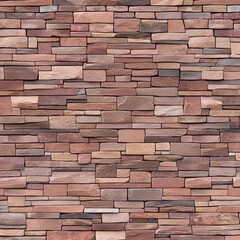 A textured wall composed of variously shaped and colored stone bricks, creating an earthy and natural appearance.