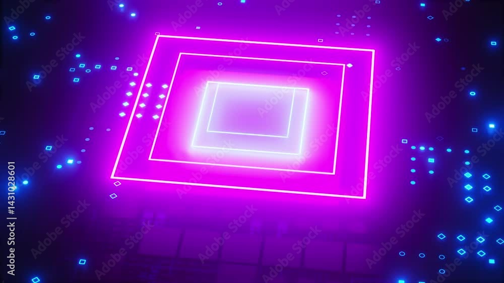 Poster circuit board with cpu. computer generated 3d render