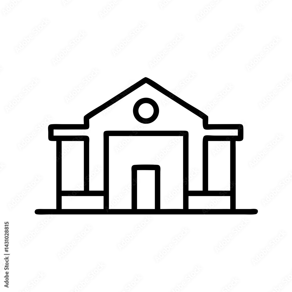 Poster Icon of a simple library building design in minimal style  