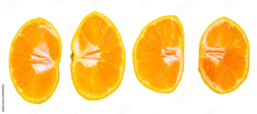 Poster slice of tangerines on transparent background