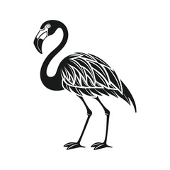Vector Illustration of Beautiful Flamingo Silhouette Featuring a Graceful Standing Pose with Elegant Curves and Minimalist Design for Wildlife, Nature, and Decorative Artwork