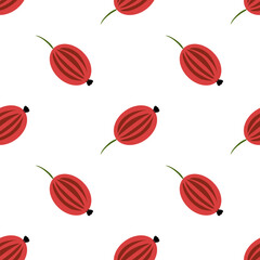 A seamless folk art vector pattern featuring stylized red watermelon slices with green stems on a white background.