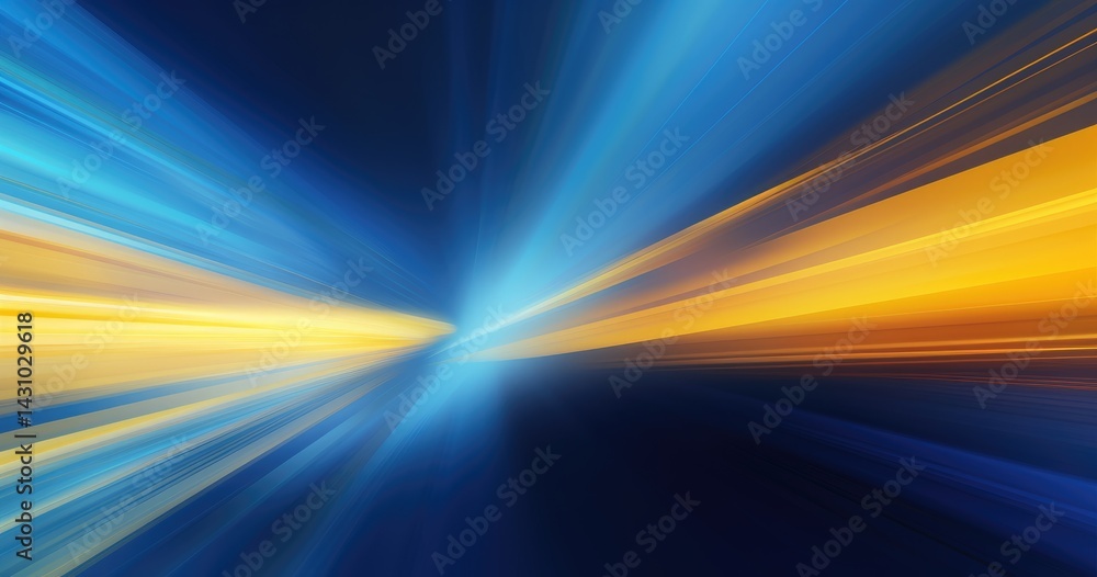 Sticker abstract blue and yellow background with rays of light, speed effect for technology banner design. v