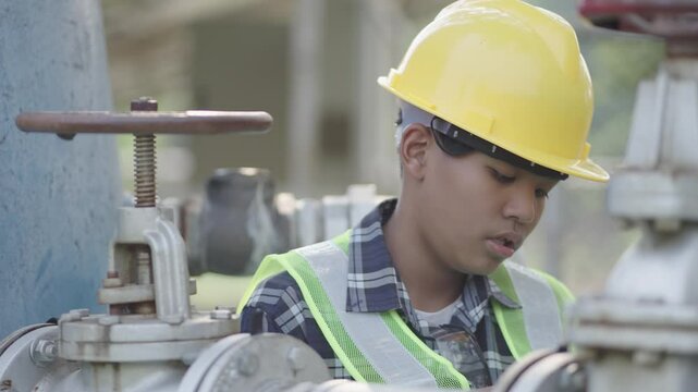 A boy is studying engineering and is using a tablet.