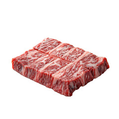 Isolated transparent PNG die-cut.Isolated on white background. Raw Marbled Beef Steaks Ready for Cooking