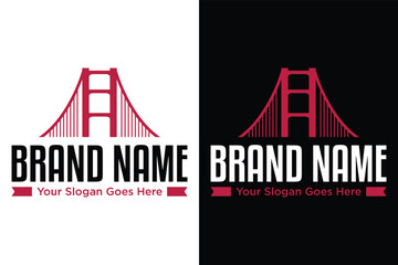 simple modern bridge illustration vector logo design