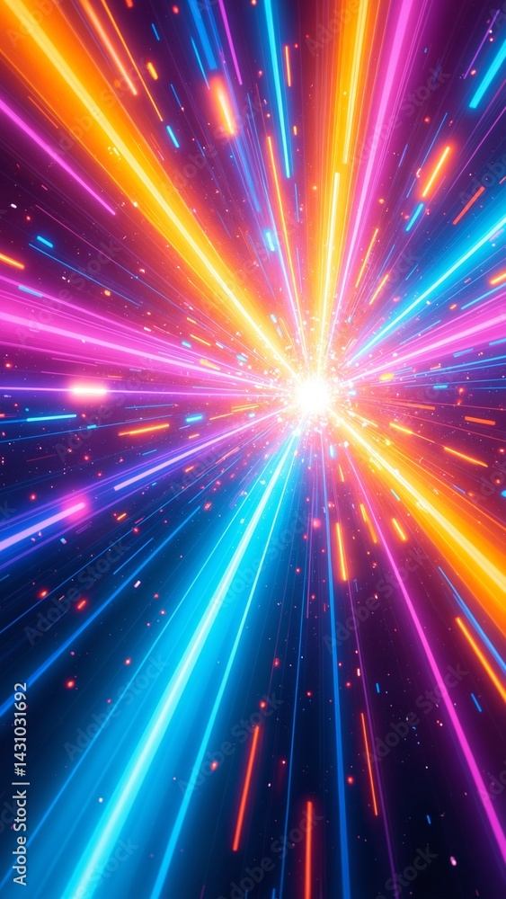 Aufkleber abstract colourful light trail creative cosmic background. explosion, hyper jump into another galaxy