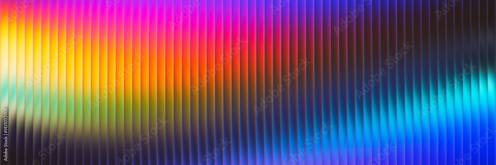 Aufkleber futuristic ribbed texture with fractal glass effect and smooth fluted vertical lines of rainbow neon