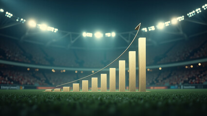 Golden Bar Graph on Stadium Turf Field