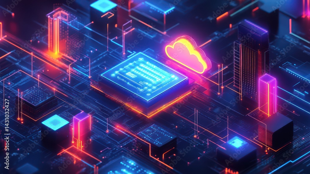 Aufkleber digital cloud computing circuit