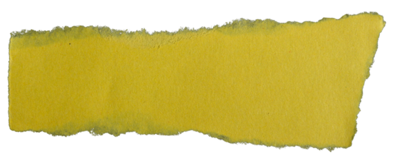 Ripped torn yellow paper piece on transparent background, paper tear cut out design element