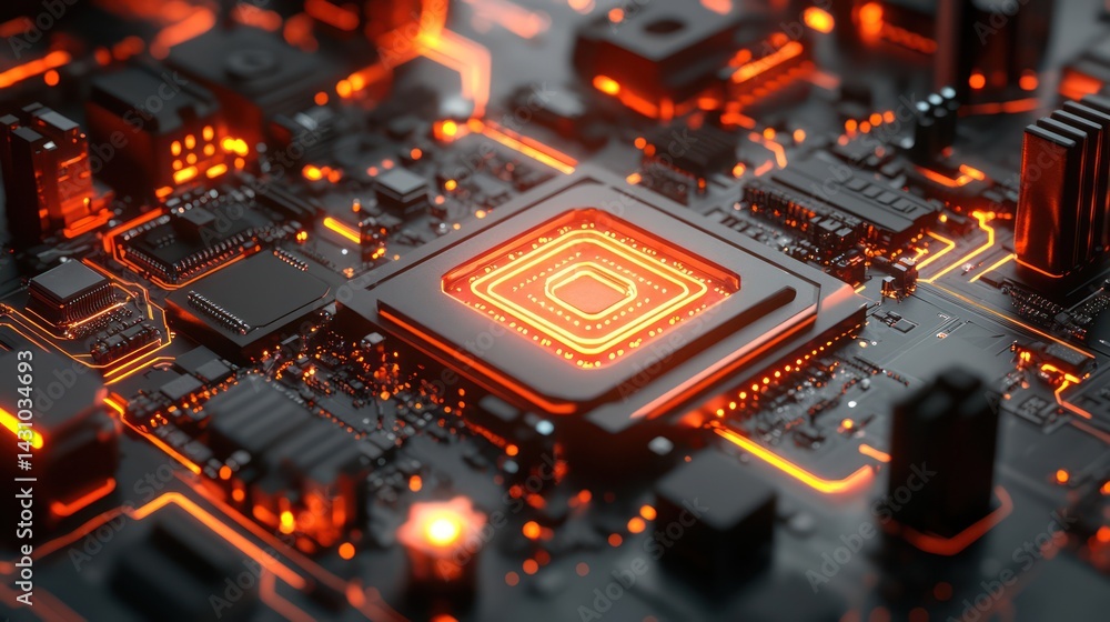 Poster high-tech circuit board with processor (1)