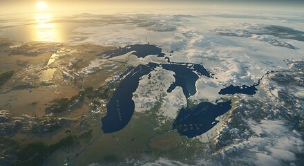Great Lakes Aerial View at Sunrise