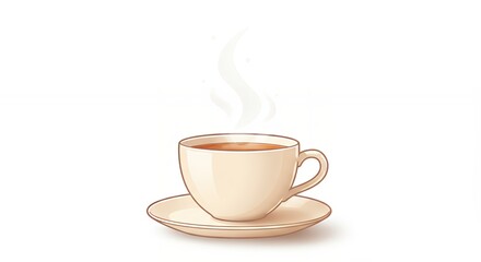 Warm beverage in a simple cup and saucer